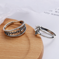 wholesale S925 Sterling Silver European-American Mixed Vintage Cross Engraved Punk Style Adjustable Open Ring for Women-0-1