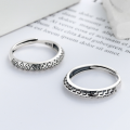 wholesale S925 Sterling Silver New Pattern Ring for Women and Men, Retro Grid Design, Internet Famous-0-1