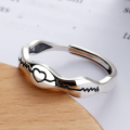 wholesale S925 Sterling Silver EKG Heartbeat Creative Fashion Personalized Design Light Luxury Minimalist Commemorative Gift Adjustable Ring-0-2