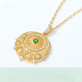 wholesale S925 Silver Japanese Light Luxury Vintage Dreamy Ferris Wheel Gem Pendant with Natural Emerald and Classical Patterns-0-0