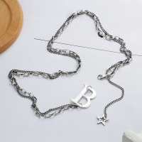 wholesale S925 Sterling Silver Double-Layer Heart Letter Pendant Necklace Minimalist Design Niche Sweater Chain Women's New 2020-YL129/approx. 15.7g>925 silver