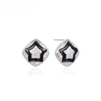 wholesale S925 Sterling Silver Cross-Border Hot-Selling Zircon Star-Shaped 3D Earrings for Women,-Earrings-with plastic earplugs>925 silver