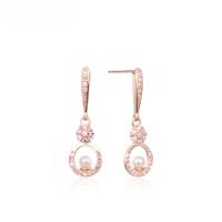 wholesale S925 Sterling Silver Korean minimalist and fresh style earrings for women, featuring inlaid diamonds, fashionable drop-shaped long pendant, and circular studs-Earrings with plastic earplugs 925 silver