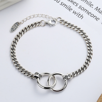 wholesale S925 Sterling Silver Korean-style Circle Link Bracelet for Women, Loop Clasp, Simple Retro Thai Silver Best Friend Student Bohemian Style Niche Accessory-YS060/approx. 9.4g 925 silver