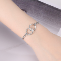 wholesale S925 Sterling Silver Korean-style Circle Link Bracelet for Women, Loop Clasp, Simple Retro Thai Silver Best Friend Student Bohemian Style Niche Accessory-0-2