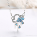 wholesale S925 Sterling Silver Korean-style Multi-cloud and Raindrop Pendant Necklace for Women, Fashionable and Retro Collarbone Chain-0-1
