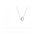 wholesale Sterling Silver Interlocking Double Circle Geometric Pendant Necklace for Women, Minimalist Korean Style Collarbone Chain D7267-0-3