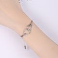 wholesale S925 Sterling Silver Korean-style Circle Link Bracelet for Women, Loop Clasp, Simple Retro Thai Silver Best Friend Student Bohemian Style Niche Accessory-0-1
