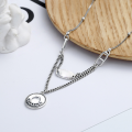wholesale S925 Sterling Silver Women's Vintage Fashionable Personalized Initial Letter Pendant Necklace, Korean Style Collarbone Chain-0-2