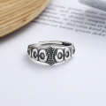 wholesale Sterling Silver Adjustable Ring Vintage Letter C for Women, Personalized Fashion Versatile European and American Trendy Hip-Hop Accessory-0-2