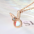 wholesale Sterling Silver Moonstone Sterling Silver Little Rabbit Necklace for Women, Simple and Fresh Style Collarbone Chain, Gift for Best Friend-0-2