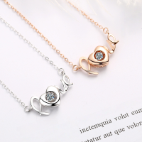 wholesale S925 Sterling Silver Women's LOVE Necklace with Dynamic Pendant, Simple and Internet-Famous Style, Unique Fashion Design Gift for Friends-YD041/approx. 1.94g rose gold 925 silver