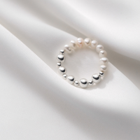wholesale S925 Silver Korean Style Simple and Elegant Light Bead Index Finger Ring, Personality Sweet Lady Pearl Ring J8056-S925 Silver Ring One Size One Size