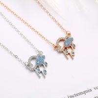 wholesale S925 Sterling Silver Gentle Japanese Freshwater Pearl Smile Necklace, Stylish and Minimalist Versatile Collarbone Chain-YD046/approx. 2.12g/Platinum 925 Silver