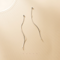 wholesale Sterling Silver S925 Women's Korean Style Fresh and Simple Light Bead Wave Line Elegant Long Earrings E2237-0-1