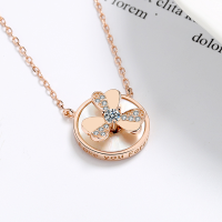 wholesale S925 sterling silver windmill necklace with white mother-of-pearl petals and rose gold pendant, fashionable and unique women's internet celebrity collarbone jewelry-YD065/approx. 3.4g>925 silver
