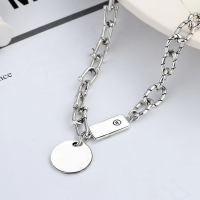 wholesale Metal material S925 handmade silver horseshoe necklace with letter charm, fashionable Korean style minimalist versatile women's internet-famous jewelry trendy gift-YL134/approx. 22.5g 925 silver