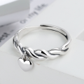wholesale 925 Sterling Silver Twisted Love Knot Adjustable Ring for Women, Trendy and Stylish Harajuku Fashion-0-3