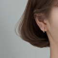 wholesale S925 silver Korean-style elegant and minimalist row diamond ear clip for women, small and delicate round ear cartilage stud M00730-0-6