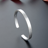 wholesale 999 Sterling Silver LOVE Letter Engraved Wide Noodle Cuff Bracelet Fashion Minimalist Young Women's Adjustable Opening Bangle-Pure silver bracelet about 22.5g 999 silver