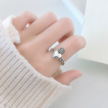 wholesale S925 Sterling Silver Vintage Antique Twist Heart Crown Ring, Chic Korean Style Fashion Women's Silver Jewelry-0-3