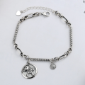 wholesale S925 Sterling Silver Carousel Horse Money Vintage Braided Bracelet for Women, Fashionably Understated Distressed Jewelry-0-0
