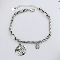 wholesale S925 Sterling Silver Carousel Horse Money Vintage Braided Bracelet for Women, Fashionably Understated Distressed Jewelry-YS070/approx. 6.58g 925 silver
