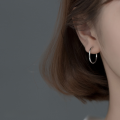 wholesale Metal: S925 Silver Korean-style minimalist glossy circle ear clasp, unisex small hoop earrings, versatile tiny loop ear accessories G7680-0-10