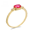 wholesale 9K Gold Artli Light Jewelry Minimalist Oval Ruby Delicate Stackable Ring for Women, Versatile Hand Accessory Christmas Gift-0-0