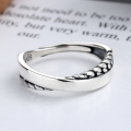 wholesale S925 Sterling Silver English Letter Cross Ring Fashionable Personality Ins Internet Celebrity Minimalist Style Korean Version Band Ring-0-1