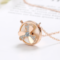 wholesale S925 sterling silver windmill necklace with white mother-of-pearl petals and rose gold pendant, fashionable and unique women's internet celebrity collarbone jewelry-0-1