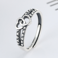 wholesale S925 Sterling Silver Vintage Distressed Double-Layered Wrapped Heart Ring, Women's CHIC Style Fashionable Heart-Shaped Hand Jewelry-0-2