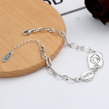 wholesale 925 Sterling Silver Harajuku Little Prince Portrait Round Pendant Charm Bracelet, Ins Style Niche Design Minimalist Cute Hand Accessory-0-1