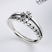 wholesale S925 Sterling Silver Vintage Gothic Punk Hip Hop Cross Flower Adjustable Ring-YJ188/approx. 2.38g Adjustable opening