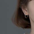 wholesale Metal: S925 Silver Korean-style minimalist glossy circle ear clasp, unisex small hoop earrings, versatile tiny loop ear accessories G7680-0-16