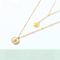 wholesale S925 Gold-Plated Metal Autumn Winter New Navigator White Shell Long Double Layer Pendant Necklace Simple European American Anchor Necklace-0-0