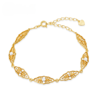 wholesale S925 Silver Japanese Light Luxury Ruyi Garden Retro Shell Pearl Bracelet for Women, Hollow Floral Internet-Famous Bracelet-Shell beads 925 silver