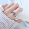 wholesale S925 Sterling Silver Crown Twist Open Adjustable Ring for Women, Korean Style Minimalist Fashion Trendy Thai Silver Internet Celebrity Ring-0-3