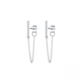 wholesale S925 Sterling Silver Minimalist Straight Bar Chain Drop Earrings, Fast Selling Fashion Earrings For Women-0-4