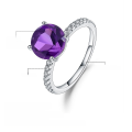 wholesale S925 silver fashion luxury personalized gemstone ring, precision-set with natural amethyst for wholesale-0-4