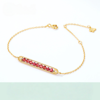 wholesale 925 Sterling Silver Women's Light Luxury Red Pomegranate Cardamom Geometric Bracelet, Minimalist Style Valentine's Day Hand Jewelry-Red Pomegranate 925 Silver