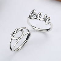 wholesale Sterling Silver Korean-style Adjustable Cross Twisted Love Heart Ring for Women, Vintage Fashion Open Ring-YJ205/A model is about 2.3 grams. The opening is adjustable.