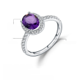 wholesale S925 silver ring with natural amethyst gemstone from the source factory, featuring fashionable and unique design-0-8
