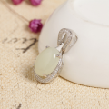 wholesale 925 Silver Egg-shaped Pendant with Egg-faced Hetian Jade, Fashionable Women's Jade Pendant Necklace Jewelry Wholesale-0-5