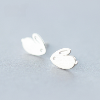 wholesale S925 Sterling Silver Bunny Ear Studs for Women, Korean Style Fashion Cute Small Animal Earrings-S925 silver pair 925 silver