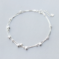 wholesale S925 Silver Anklet for Women, Fashion Korean Style Sweet Double-Layer Beaded Star Anklet, Temperament and Personality Anklet for Women S0758-0-0
