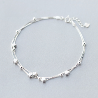 wholesale S925 Silver Anklet for Women, Fashion Korean Style Sweet Double-Layer Beaded Star Anklet, Temperament and Personality Anklet for Women S0758-S925 Silver Anklet 925 Silver
