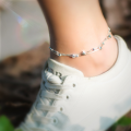 wholesale Sterling Silver Anklet for Women Fashion Minimalist Single Line Round Bar Ankle Chain Bohemian Style Literary Double Layer Jewelry S0784-0-1