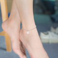 wholesale S925 Silver Smiling Ankle Chain for Women, Korean-style Sweet Brushed Bead Smiley Face Ankle Bracelet Wholesale, Smile Foot Jewelry S0794-0-1