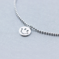wholesale S925 Silver Smiling Ankle Chain for Women, Korean-style Sweet Brushed Bead Smiley Face Ankle Bracelet Wholesale, Smile Foot Jewelry S0794-0-2